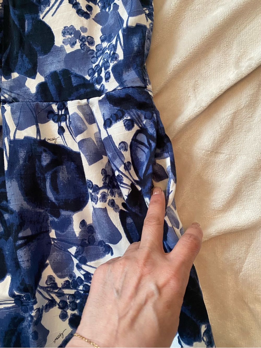 Milly Blue and White Floral Midi Dress - Picture 6 of 12